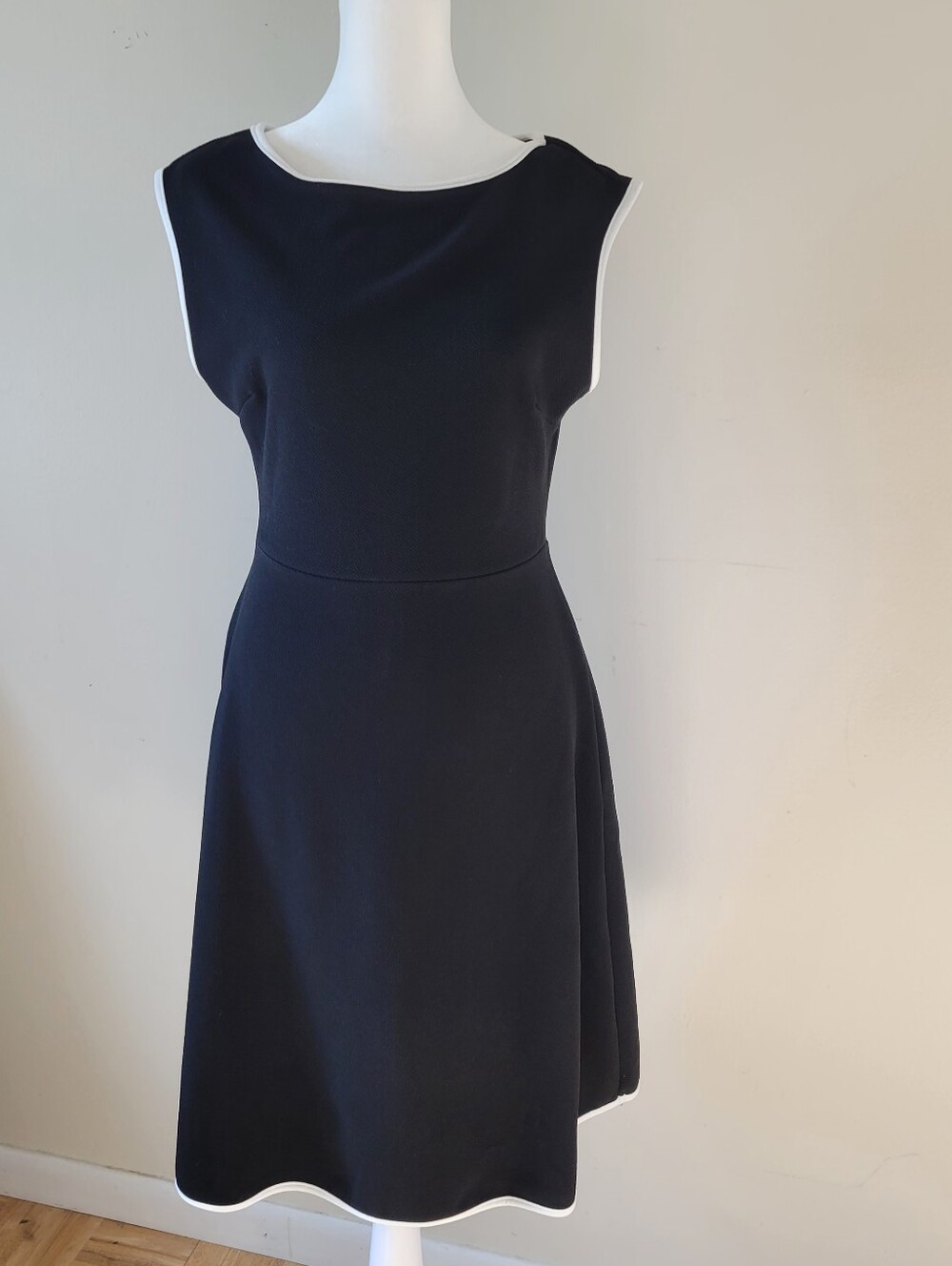 Shein Classic Black A-Line Dress with White Trim
